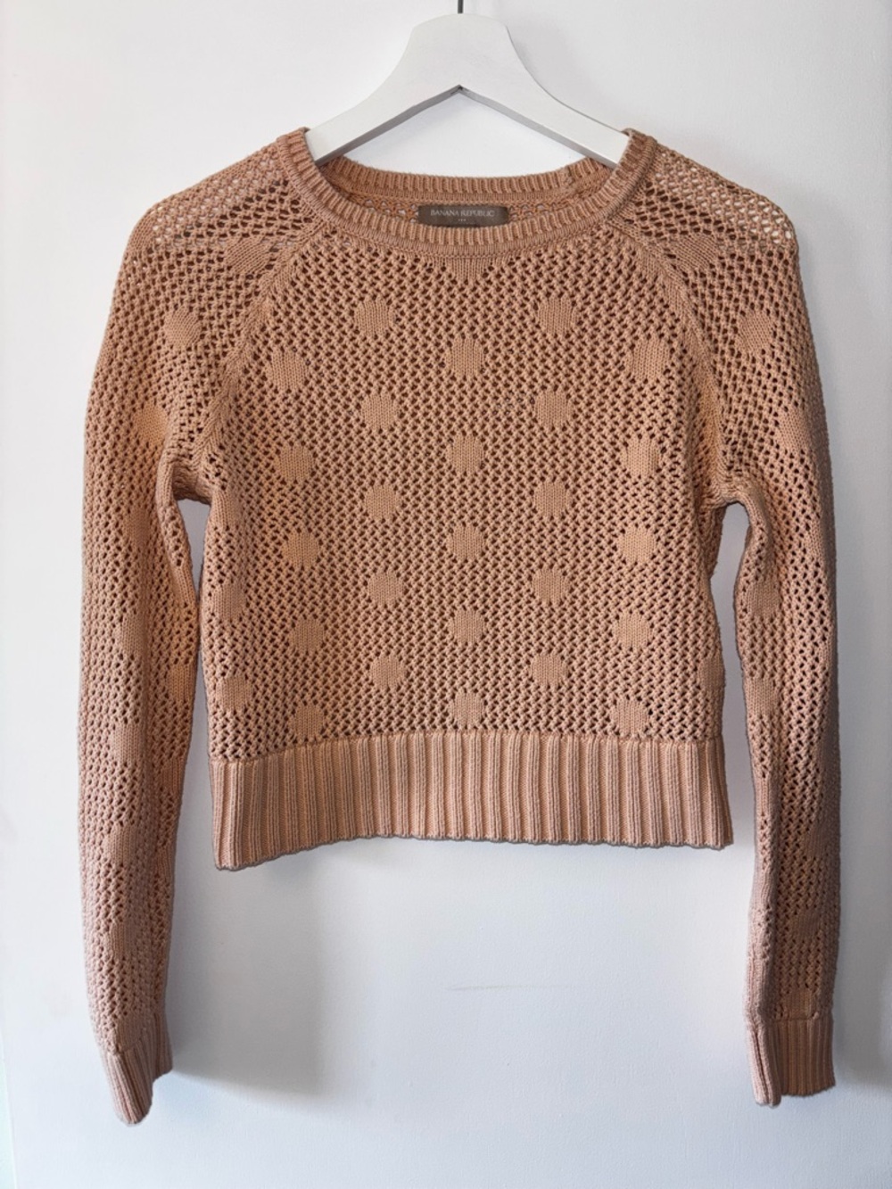 Banana Republic Blush Open-Knit Crewneck Sweater